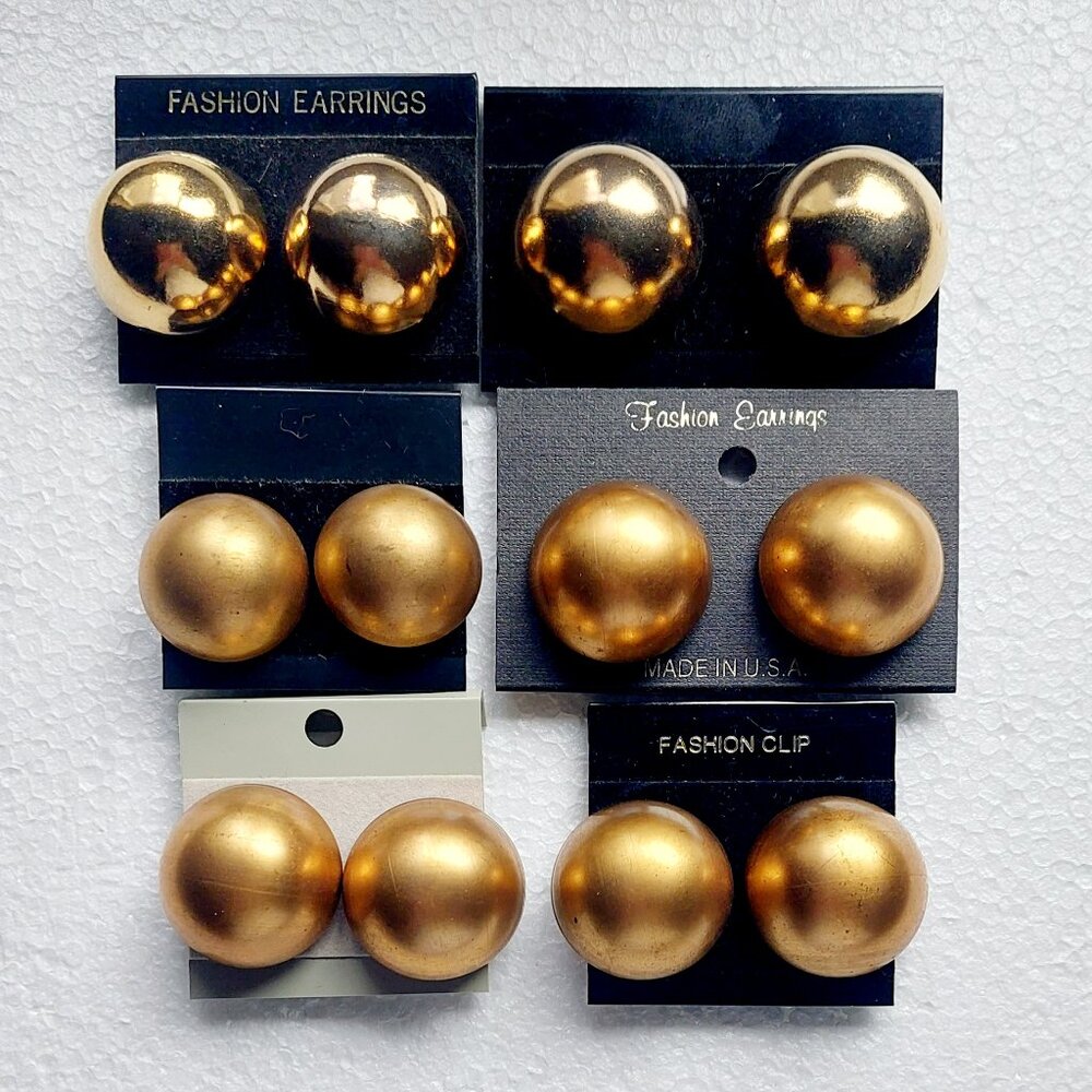 Bundle of 6 half Dome Clip-on Earrings 30mm diameter